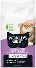 World's Best Cat Litter, Lavender Scented, Long-Lasting Odor Control, 15 lb | Controls multi-cat odors with a calming lavender scent; natural corn litter, quick clumping, flushable, 99% dust free formula by WorldsBestCatLitter