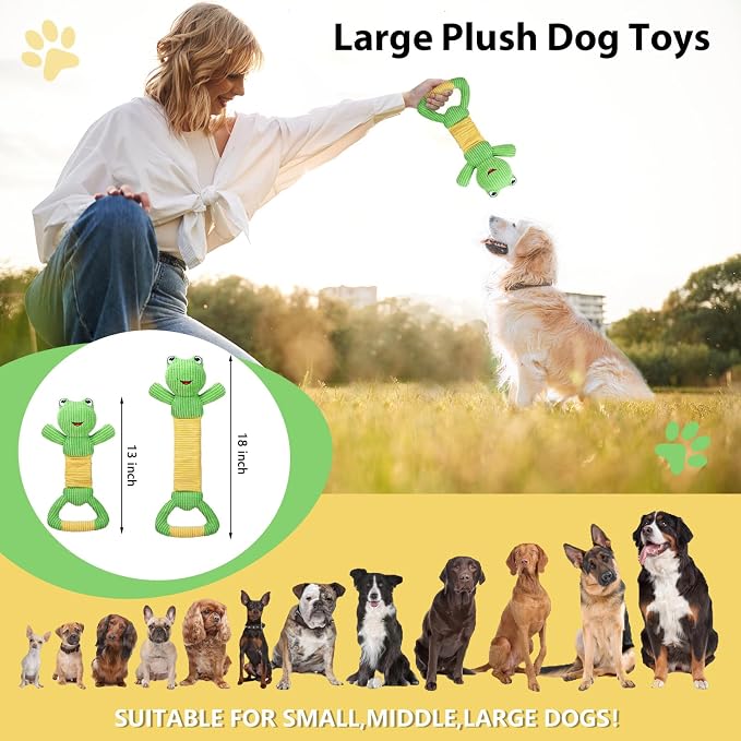 Letsmeet Dog Squeak Toys Durable Plush Dog Toy with Crinkle Paper, Tug of War Pull Toys for Puppies, Interactive Dog Chew Toys for Small, Medium and Large Dogs - Image 3
