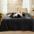 Luciphia Waterproof Bed Blanket Washable,Soft Sherpa Fleece Puppy Reversible Throw Blankets for Medium Large Dog Cat,Furniture Cover Protector Couch Bed from Liquid Pee and Pet Fur, Black,85" x 57" by luciphia