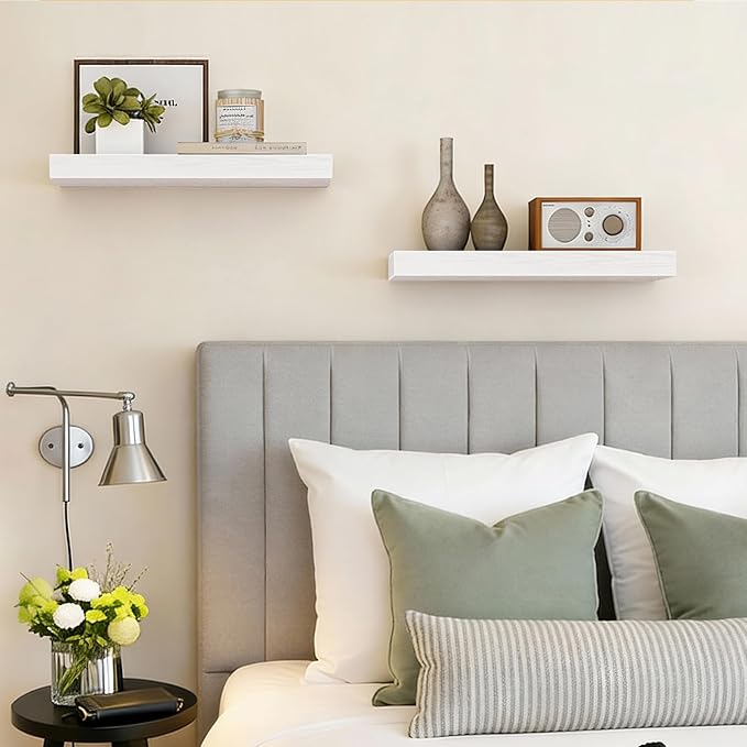 Fixwal Floating Shelves for Wall Decor (White, Set of 2, 15.7 Inch) | MDF Shelves with Metal Brackets, Space Saving for Books, Decor, Works in Bathroom, Kitchen, Living Room, Bedroom - Image 5