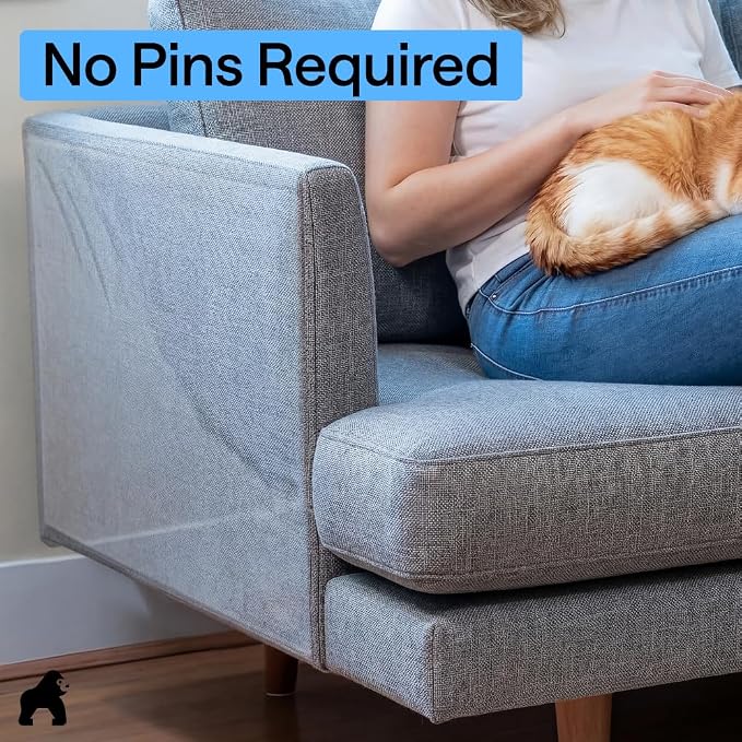 GORILLA GRIP No Pin Cat Scratch Furniture Protector, Puncture Resistant Heavy Duty Adhesive Couch Guard, Transparent Anti-Scratch Clawing Deterrent Cover for Sofa, Flexible Cut to Fit Roll, 17" x 48" - Image 4