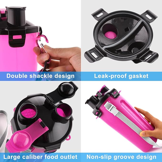 Guardians Dog Travel Water Bottle Collapsible Bowls, 2 in 1 Pet Food Container with Collapse Bowls, Outdoor Portable Water Bowls for Walking, Traveling, Camping and Hiking (Pink) - Image 5
