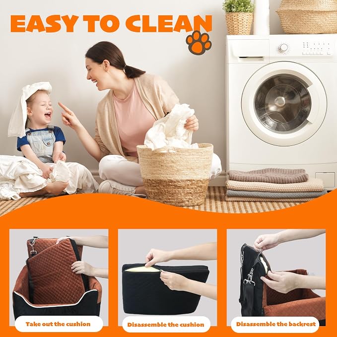 ALL GOOD PET SUPPLIES Dog Car Seat for Small/Medium Dogs Under 35lbs | Soft Memory Foam Booster Car Seat with Detachable Washable Cover and Elevated Cushion, Puppy Dog Car Bed - Image 5