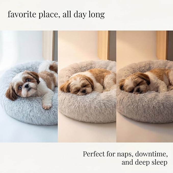 nononfish Comfortable Donut Dog Bed for Small Dogs,Plush Pet Bed | Comfortable plush donut bed with supportive edges for indoor sleeping. - Image 6
