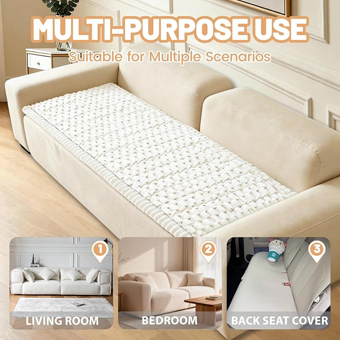 Couch Cover for Dogs Washable, Non Slip Soft Cozy Waterproof Beige | Pet Friendly, Fuzzy Durable Plush Thick Slipcovers for 3 Cushion Sofa Cover Protector Mat Bed Furniture Couches 27.6"x70.9" - Image 6