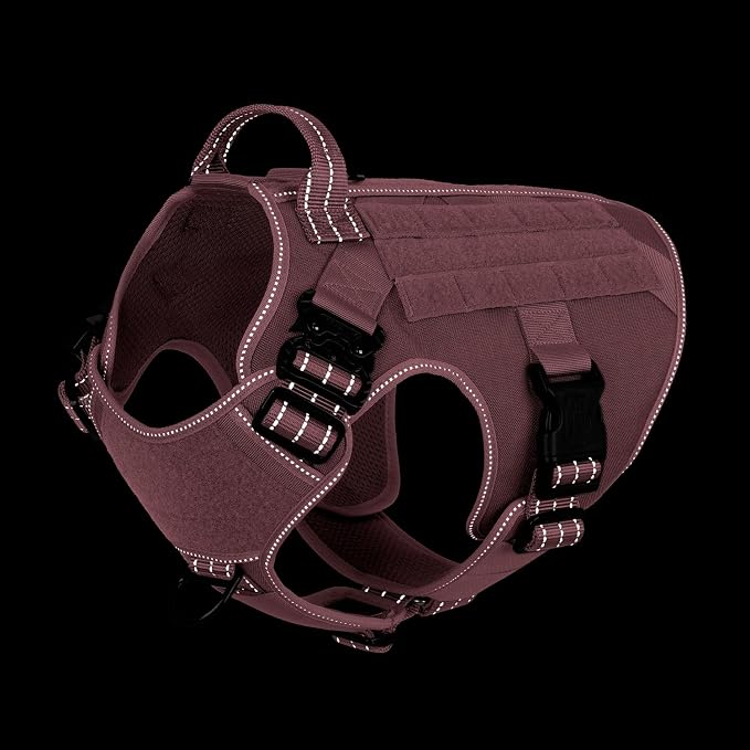 ICEFANG Tactical Dog Harness for Large Dogs,Reflective No Pull Dog Vest | with Control Handle,Adjustable,Front Hook,2 Leash Clips,Soft Padded,MOLLE Panel,Pink,Large - Image 5