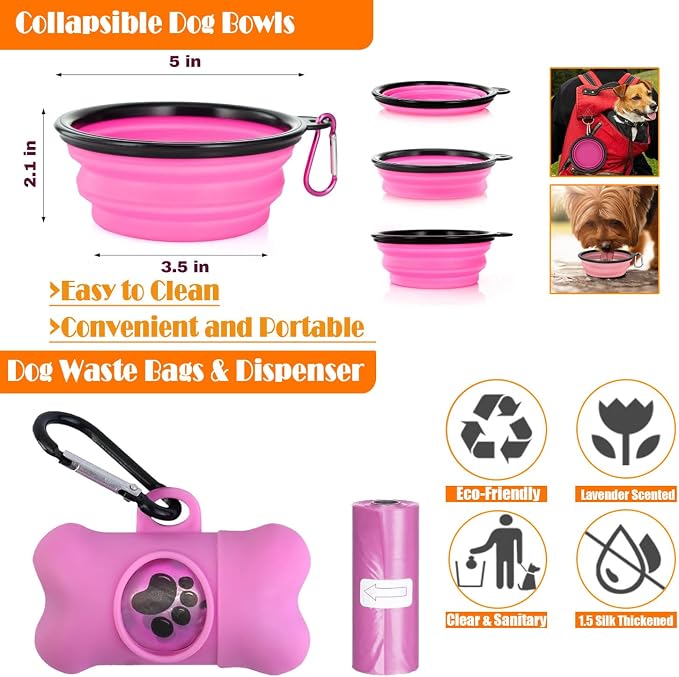 LOBEVE No Pull Dog Harness, Collar & Leash Set with Travel Accessories | Includes Dog Seat Belt, Collapsible Bowls & Poop Bag Dispenser. Ideal for Training, Walking, Hiking. Fits Small to Large Dogs - Image 8