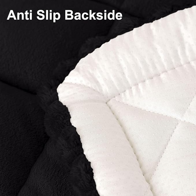 Smiry Non Slip Couch Cover for Dogs, Fuzzy Plush Pet Sofa Protector | Washable Furniture Cover for Large Dogs & Cats, Scratch & Dirt Resistant, For 2 Cushion Couch, Black, 27.6"x47" - Image 7