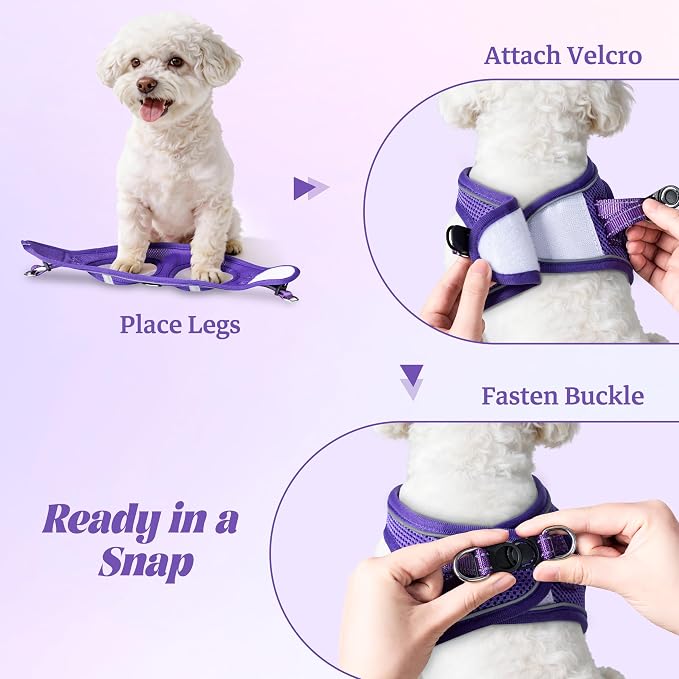 No Pull Dog Puppy Harness and Leash Set Reflective Mesh Vest Medium - Image 4