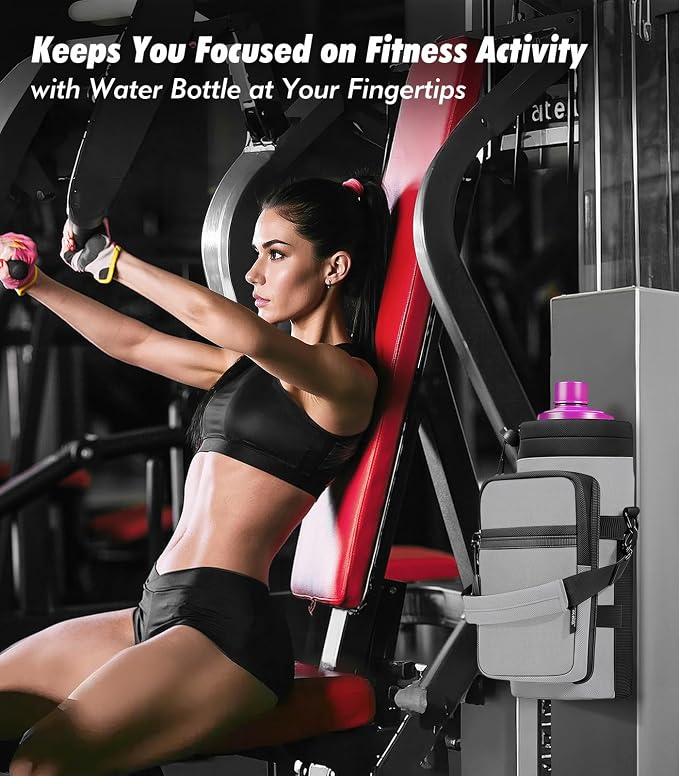 Nuovoware Magnetic Gym Bag, 40oz, Water Bottle Carrier Holder, Gray | Adjustable Shoulder Strap, Magnets Magnetic Gym Bag, Bottle Pouch Sling, 2 Pocket, Neoprene Organizer Sleeve - Image 5