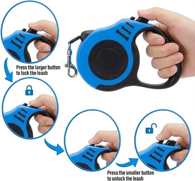 PETIMP Retractable Dog Leash Lightweight 16FT Leash Set | with Folding Bowl,Dispenser,Rubbish Bags, for Small Medium Dogs(Blue) - Image 4