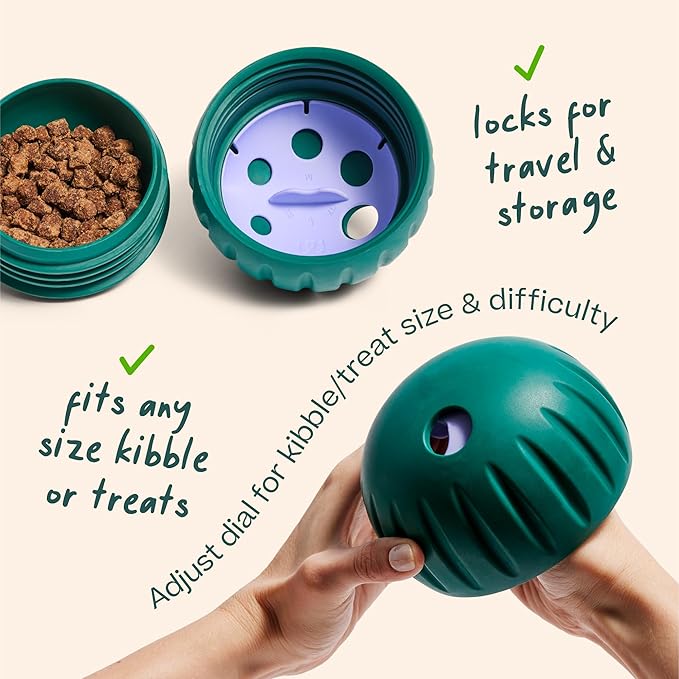 Woof Walkabout Dog Puzzle Treat Dispenser Toy for Dogs 40 lbs & Up | Adjustable treat openings, fits kibble & treats, durable rubber, dishwasher safe, easy to clean - Image 7