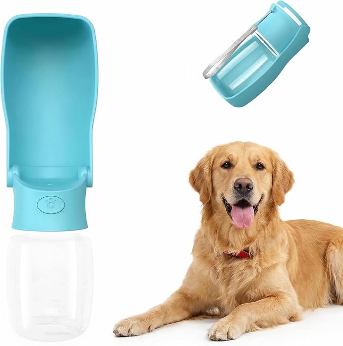 Portable Dog Water Bottle Dispenser [Leak Proof & Foldable] Dog Travel Water Bottle Bowl Accessories for Puppy Small Medium Large Dogs Pet Water Bottles for Dogs Walking Outdoor Hiking 19OZ by FORWH