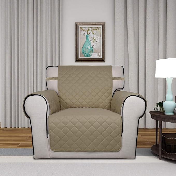 PureFit Reversible Chair Sofa Cover Dog Couch Covers for Sofa, 25.5 in | Beige/Beige, Water Resistant Couch Protector, Washable Pet Couch Cover with Non Slip and Elastic Straps For Kids - Image 2