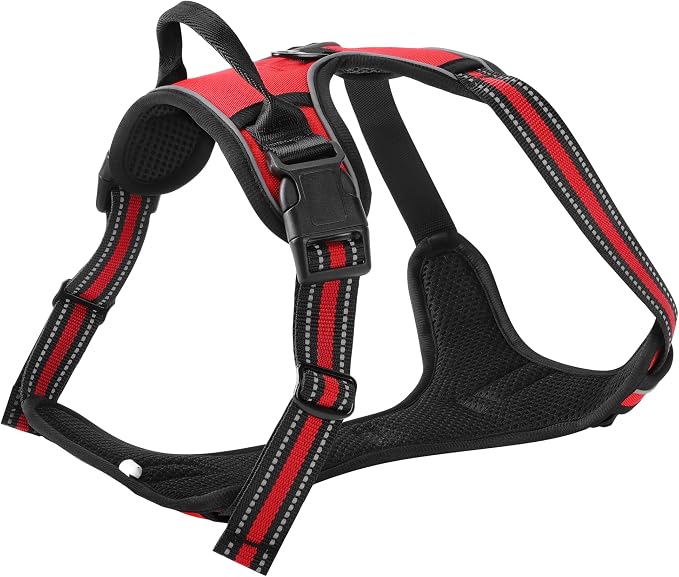 Red No-Pull Dog Harness with 2 Leash Clips，Soft Padded Vest for Small Dog, Adjustable Reflective Dog Vest Easy to Put on and Take Off,(Neck: 13"~17", Chest: 17"~21",Red Small) - Image 3