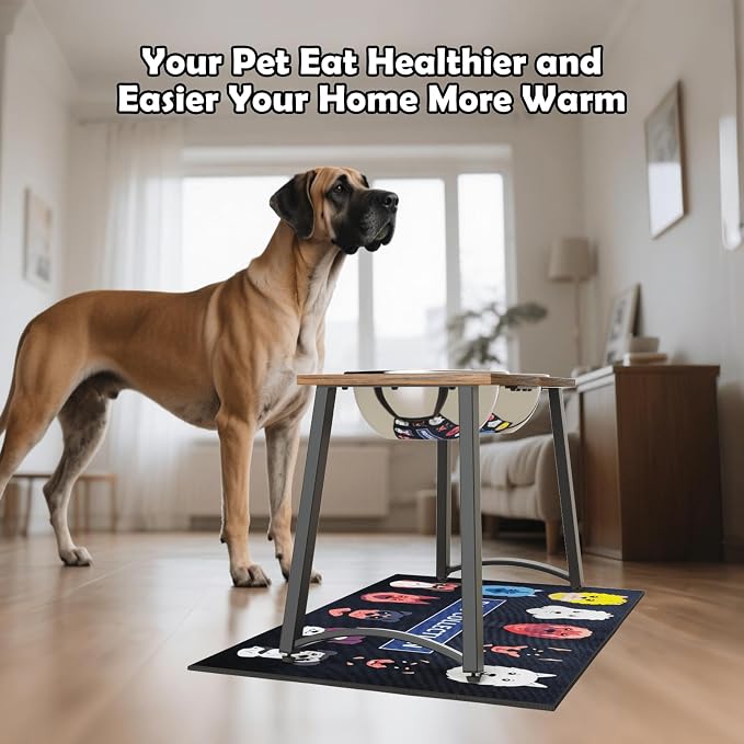 Elevated Dog Bowls for Large Dogs with Slow Feeder & Mat, 101oz Bowls, Tall Raised Dog Bowl Stand - Image 8