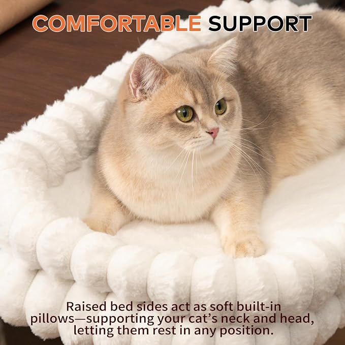 CHEERPALS Cloud Cat Bed Desk Mounted Hammock for Indoor Cats Perch Foldable | Reversible Mesh Warm Plush Mat, 90° Space Saving, Machine Washable Support Pet Bed for Kitty and Puppy(White, Medium) - Image 6