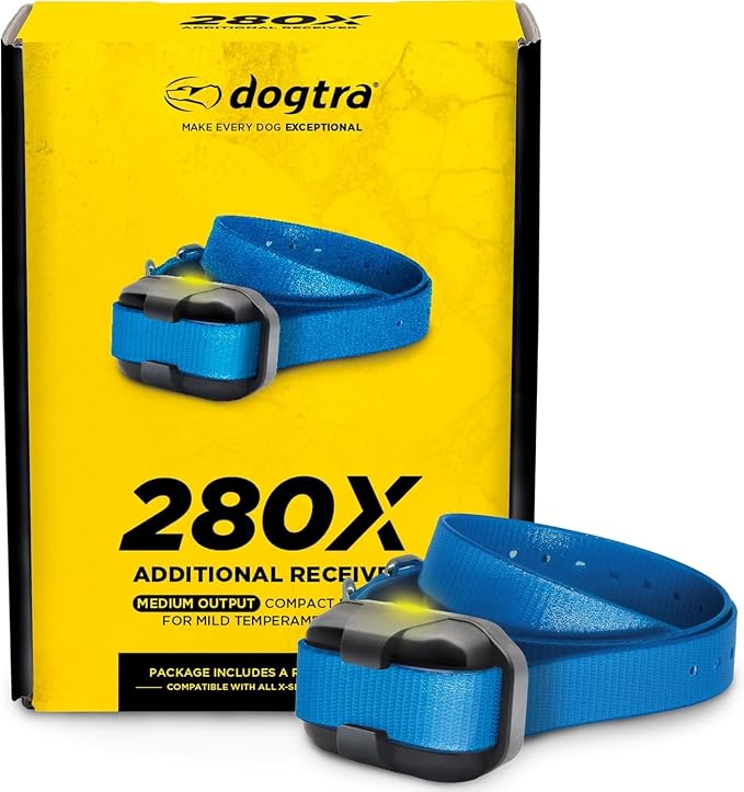 Dogtra 280X E-Collar Additional Receiver 10 lbs+, 1/2 Mile Range, LED Light, 100 Levels of Precise Control for Stubborn Dogs, Waterproof, Boost for Quick Recall, Vibration, Safety Lock & Tone by Dogtra