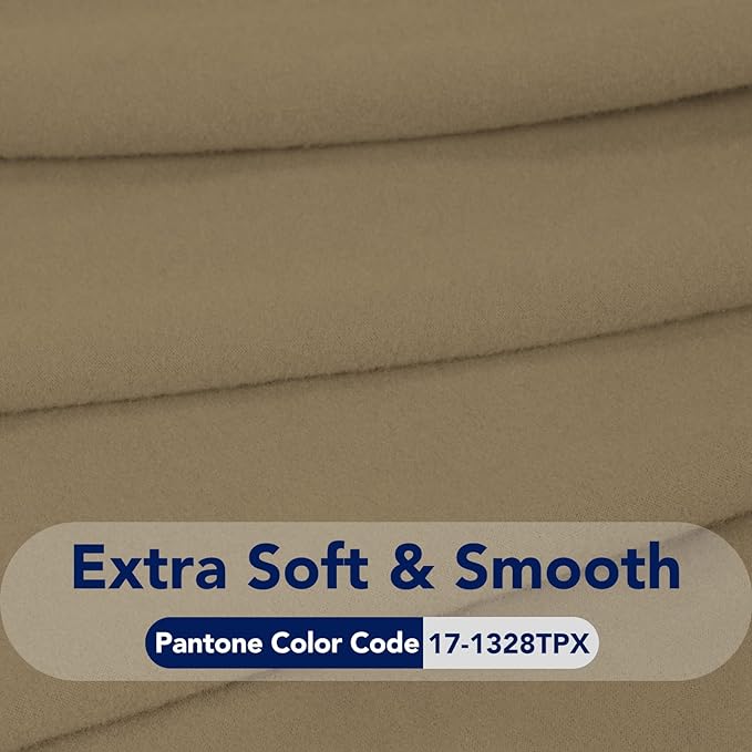 PureFit Stretch Loveseat Covers Fleece Couch Covers for Sofa Tan | 1-Piece Sofa Slipcover Soft Couch Protector, Sofa Cover Washable with Non Skid Foam and Elastic Bottom for Kids, Dogs - Image 5