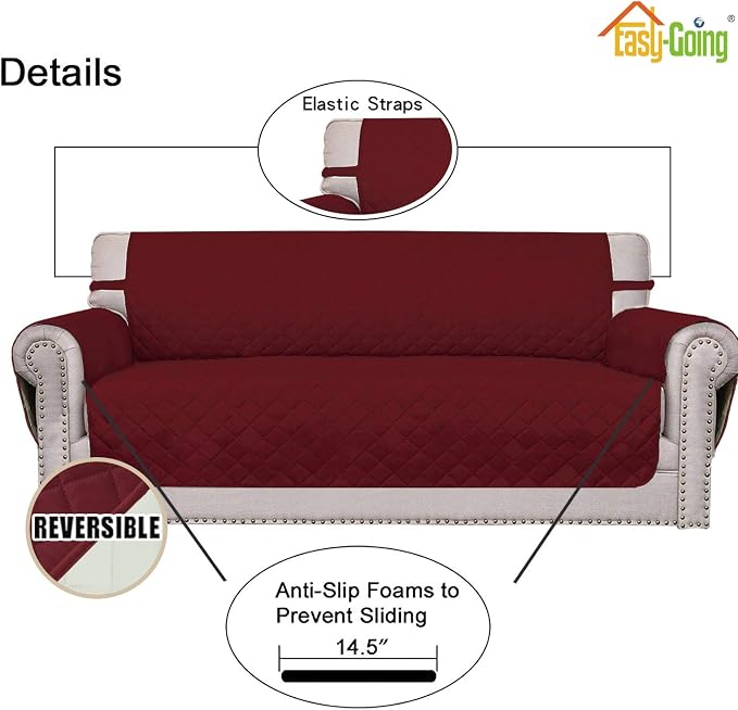 Easy-Going Reversible Couch Cover, 4 Seater Sofa, Christmas Red/Ivory | XX-Large Sofa, Washable Slipcover For Dogs, Water Resistant Mat, Living Room, Non-Slip Sofa Cover, Pet Friendly - Image 3