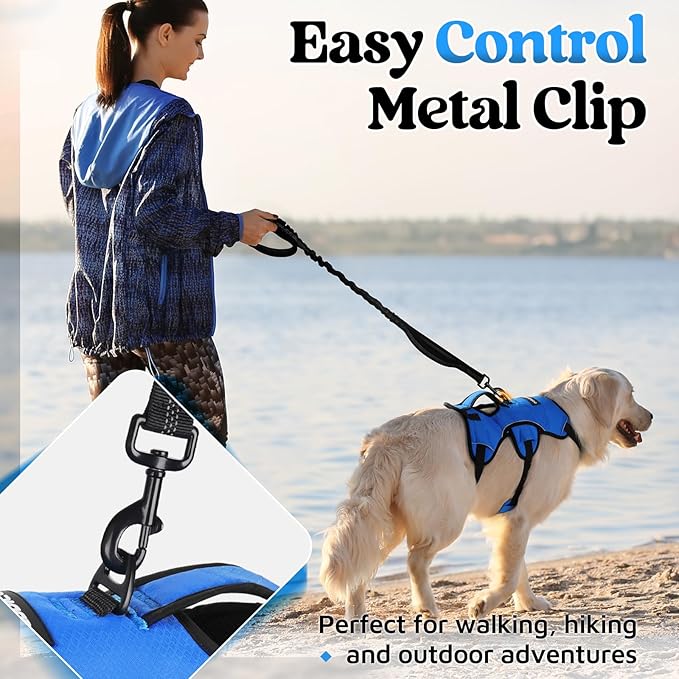 rabbitgoo Escape Proof Dog Harness for Large, No Pull with Lift Handle | No Escape, Full Soft Padded, Reflective Adjustable Vest, Leash Clip for Walking Hiking Training, Blue, Large - Image 5