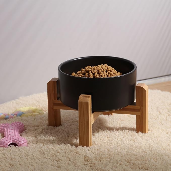 Petygooing Black Elevated/Raised Ceramic Dog Bowl for Medium and Large Breeds, Dog Food Water Dish with Stand,Pet Feeding Bowl with Anti Slip Rubber Large Dogs(1800ml 7.6 Cups) - Image 5