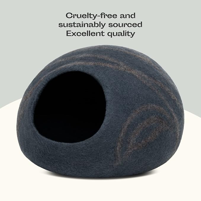 Cat Cave - Merino Wool Bed for Indoor Cats (Slate Gray, Medium) | Cat Bed Enclosure, Premium Felt, Handmade, Super Soft, Lightweight, Breathable, Adjustable Shape - Image 6
