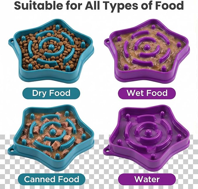 2 Pack Slow Feeder Dog Bowls, Turquoise & Purple, 1 Cup (350ml) Maze Puzzle Bowl for Puppies & Small Dogs, Slow Eating, Anti-Choking, Aid Digestion, Non-Slip, BPA-Free, Dishwasher Safe - Image 8