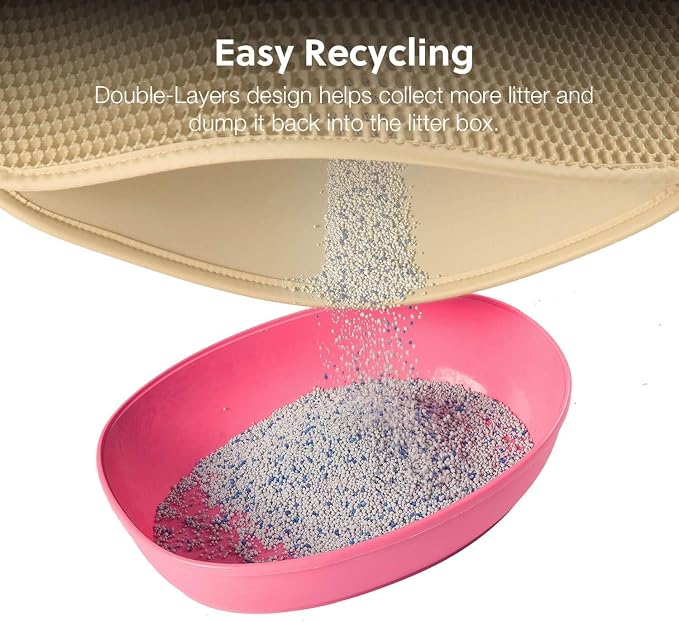 Cat Litter Mat, Kitty Litter Trapping Mat, Honeycomb Double Layer Mats, No Phthalate, Urine Waterproof, Easy Clean, Scatter Control, Catcher Litter Tray Box Rug Carpet - Image 3