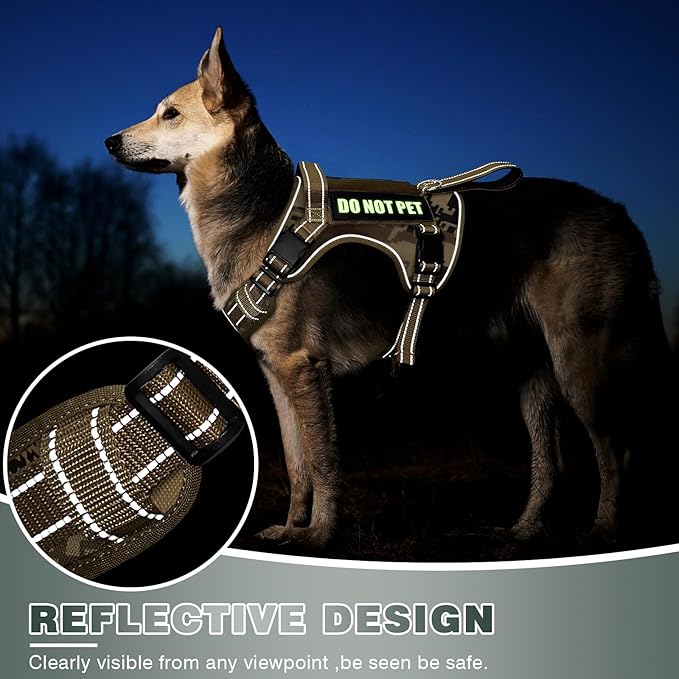Tactical Dog Harness, No Pull Dog Harness for Medium Large Dogs with Handle & Molle, Military Service Dog Vest Harness in Training Pet Harness for Small Dogs - Image 7
