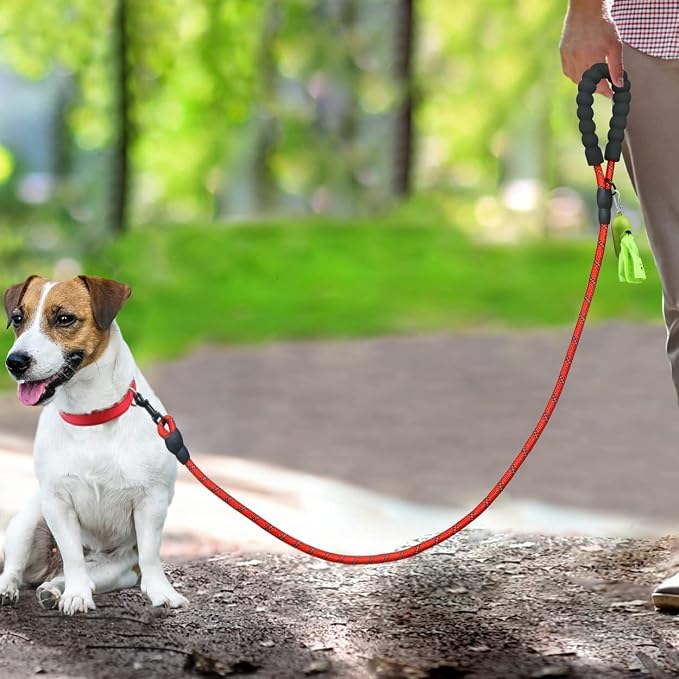 Dynmeow Reflective Dog Collar and Leash Set for Puppy Small Dogs, Red | Soft Neoprene Padded, 6FT Climbing Rope, Ideal for Daily Outdoor Walking or Indoor Wearing, Night Visible for Safety - Image 5