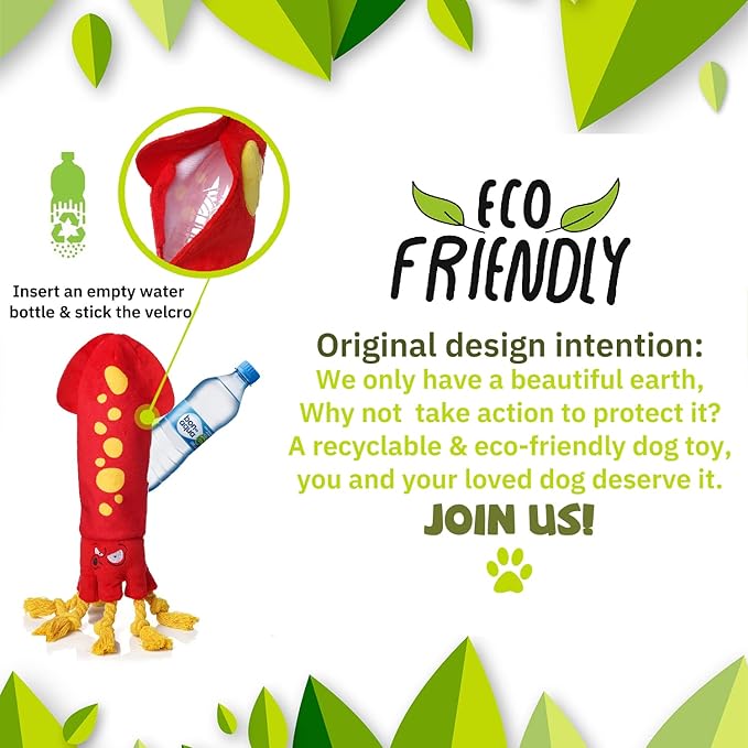 lilfrd Water Bottle Octopus Dog Toy, Squeaky Rope Stuffless Toys for Dogs | Durable Chew, Boredom Relief, Suitable for Small Medium Large Dogs - Image 2