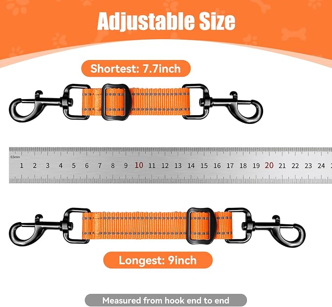 Dog Collar Safety Clip, Reflective Double-Ended Backup Connector for Harness to Collar, Adjustable Safety Clip for Prong, Pinch Collars, Prevents Escapes & Accidental Disconnection - Image 9