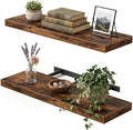 Fixwal Floating Wall Shelves for Decor (Rustic Brown, Set of 2, 22Inch) | MDF Shelf with Metal Brackets, Space Saving for Books , Decor, Fits Bathroom, Kitchen, Bedroom, or Office by Fixwal