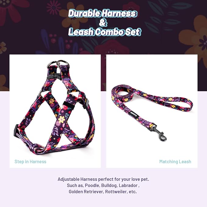 Dog Harness Leash Set Adjustable Heavy Duty No Pull Halter Harnesses for Small Medium Large Breed Dogs Back Clip Anti-Twist Perfect for Walking - Image 5