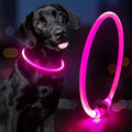 Light Up Dog Collar - Waterproof LED Pet Collar Rechargeable, TPU Cuttable Glow in the Dark Dog Lights for Night Walking (Pink) by Domagiker