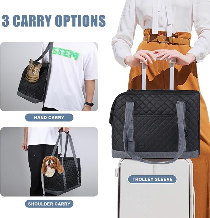 Dog Purse Carrier for Small Dogs, Soft Sided Pet Carrier with Pockets, Foldable Dog Carrier Purse for Puppy, Rabbit, Cat, Washable Breathable Pet Carrier, Dog Carrier Bag for Outdoor Shopping Travel - Image 3