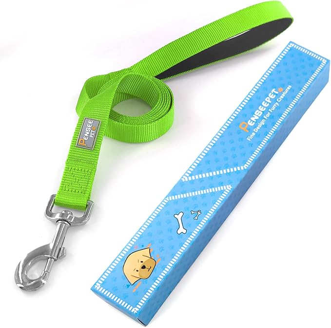 6 FT Reflective Dog Leash for Large Dogs, Green | Padded Handle,Metal D-Ring,Heavy Duty Nylon Webbing, for Walking & Training - Image 5