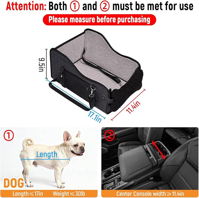 TKYZ Center Console Dog Car Seat for Small Dogs,Fit for Full Size Truck | Soft Pillow,Double Fixation,PU Leather Easy To Clean,Pet Booster with Safety Belt,Puppy Car Seat for Small Dogs 0-30 lbs - Image 3