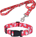 Mihqy Dog Collar and Leash Set, for Small Dogs, Red Floral Set,S | with Floral Patterns, Adjustable for Small Medium Large Dogs, Comfortable for Walks and Outdoor Hikes by Mihqy