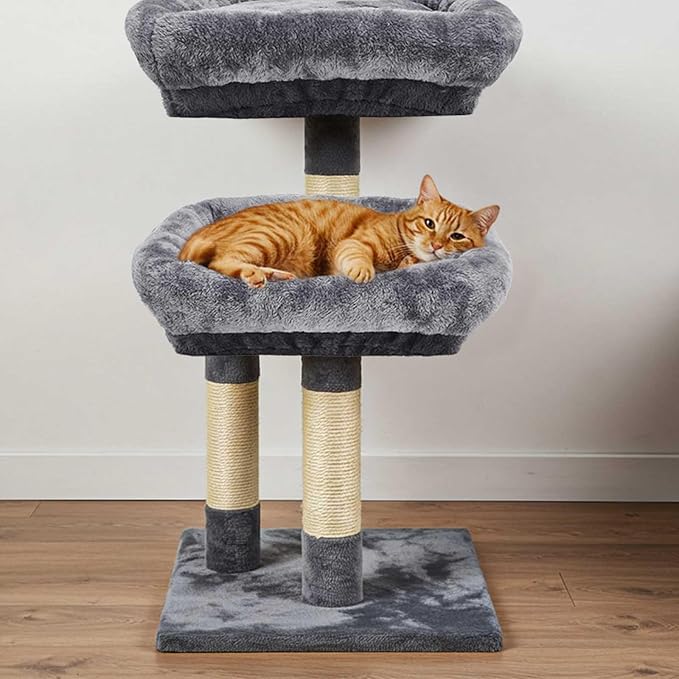 Abbylike 2 Pcs Cat Tree Replacement Bed Covers,15.7 x 15.7 Inch | Elastic Band for Cat Tree Replacement Parts, Grey Plush Perch Shelves Covers, Easy to Clean and Machine Washable - Image 7