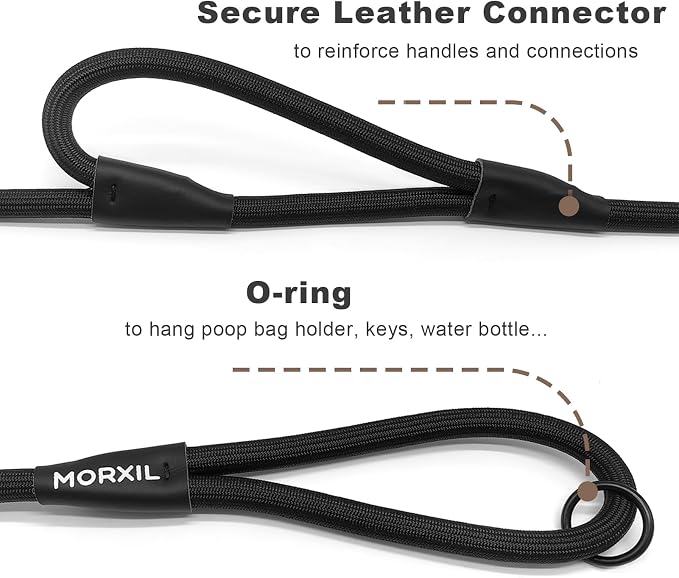 Rope Dog Leash with Two Handles, 6 Foot Heavy Duty Dog Leash with Aviation Aluminum Auto Locking Carabiner, Strong Nylon Pet Lead for Small, Medium, Large Dogs, Dark Green, 6FT-Two Handle - Image 5
