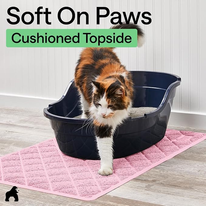 GORILLA GRIP Cat Litter Box Mat, Cushioned Coil Mesh Litter Trapping Mats, Scatter Control Supplies for Less Mess, Phthalate Free, Ultra Deep Catch Grooves, Rinse or Vacuum to Clean, 17x11 Light Pink - Image 8