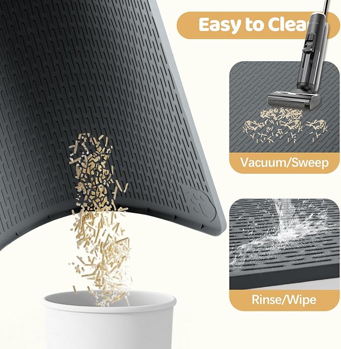Silicone Cat Litter Mat for Litter Box 50”x35” Large Cat Mat, Dark Grey | Waterproof, Non-Slip, Leak-Proof Rug Mat with Lip, Easy to Clean, Extra Large Litter Catcher Mat for Floor - Image 5