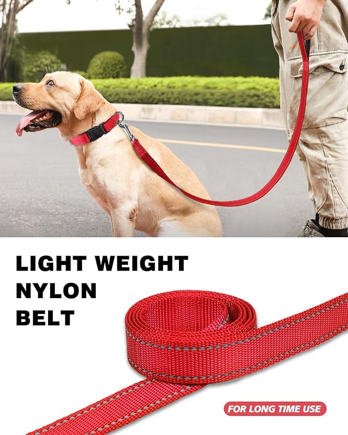 6FT Reflective Dog Leash, Padded Handle for Small Medium Dogs | Comfortable Nylon, Soft Handle Cushioning, Reflective Safety at Night, Walking Leash for Park & Hiking (3/4in, Red) - Image 6
