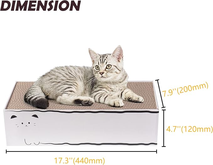 Smartbean Cat Scratcher, 17.3"L x 7.9"W x 4.7"H, Reversible Design for Double Service Life - Image 3