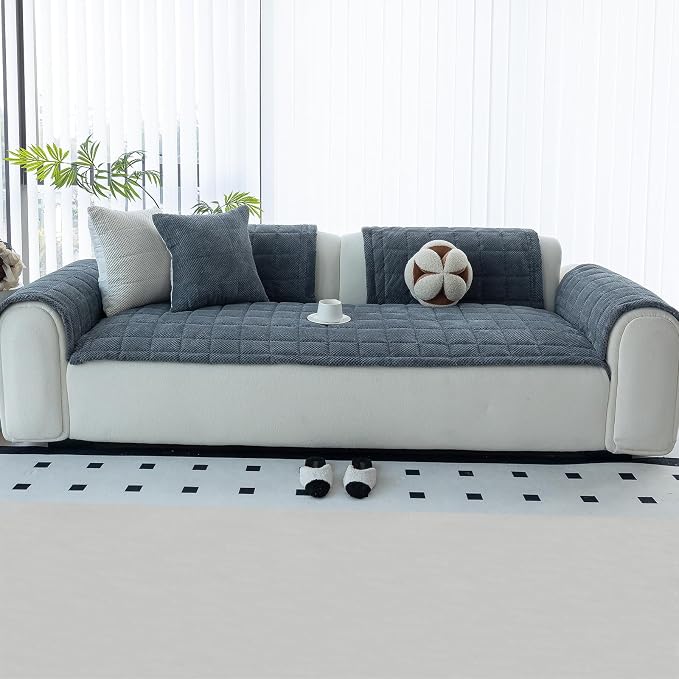Sofa Couch Cover, Sofa Covers Washable for Dogs, Non-Slip Couch Covers for Sectional Sofa, Sofa Slipcovers for All Seasons Furniture Protector for L Shaped(Dark Grey, 27"x 83") - Image 7