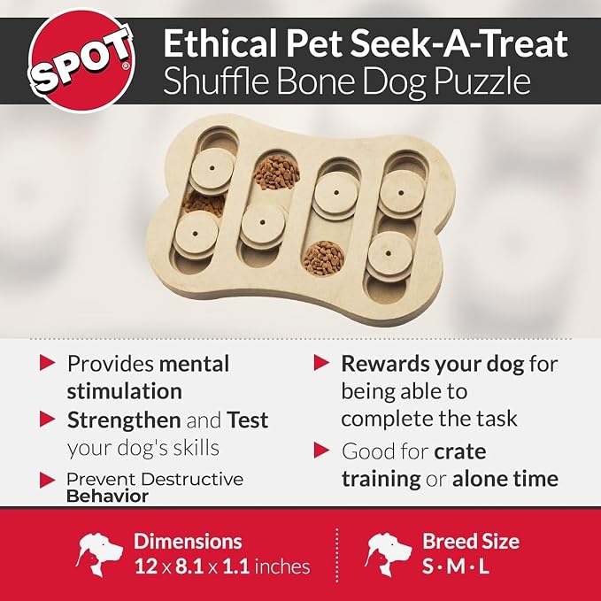 SPOT Interactive Seek-A-Treat Shuffle Bone Dog Toy Puzzle | Dog Treat Reward Toy Improves Your Dog's IQ | Specially Designed for Training Treats - Image 7