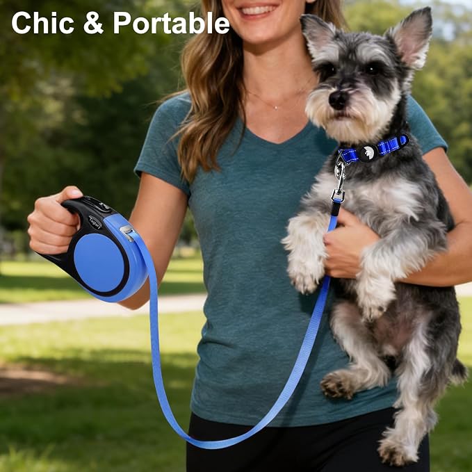 Taglory Retractable Dog Leash, One-Handed Brake, 16ft, Up to 44 lbs, Blue | More Freedom While Staying in Control, Smooth Retraction, Tangle-Free Design, Easy-Grip Handle, Daily Neighborhood Walks - Image 2