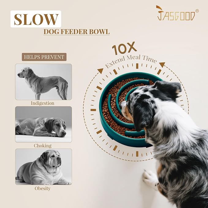 JASGOOD Slow Feeder Dogs Bowl for Large Medium Dogs,Anti-Gulping Pet Slower Food Feeding Bowls Stop Bloat,Preventing Choking - Image 3
